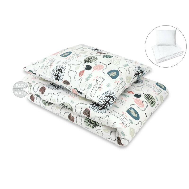 Qmini Lenjerie pat junior cu 4 piese din bumbac 160x100 cm Hedgehog