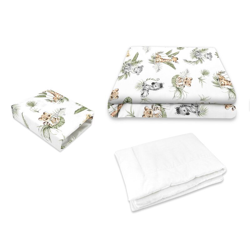 Qmini Lenjerie patut cu 3 piese 120x60 cm din bumbac Safari