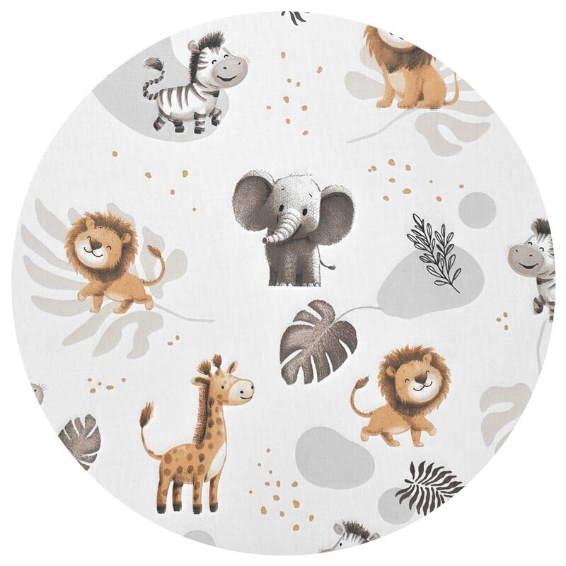 Qmini Lenjerie patut cu 3 piese Aurora Time for Safari pentru co-sleeper din bumbac certificat Oeko Tex Standard 100
