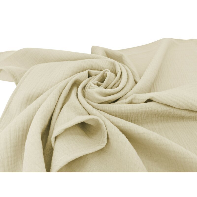 Qmini Lenjerie patut cu 3 piese Aurora Warm Beige pentru co-sleeper din muselina dubla material certificat Oeko Tex Standard 100