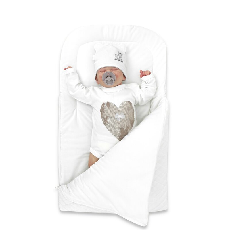 Qmini Paturica de infasat cu fermoar 72x45 cm din catifea matlasata White