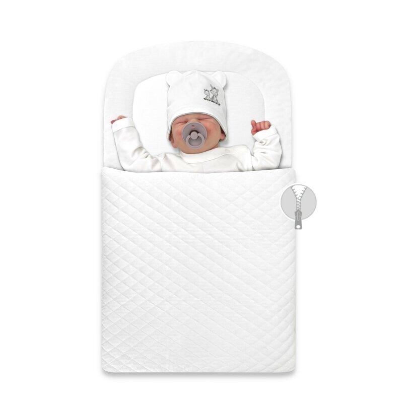 Qmini Paturica de infasat cu fermoar 72x45 cm din catifea matlasata White