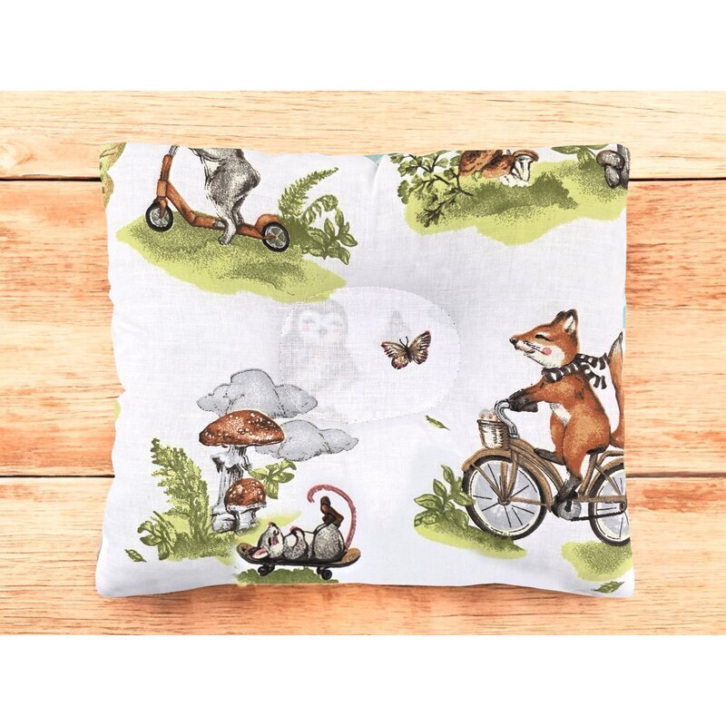 Qmini Perna pentru bebelusi Fox on bikes Natural profilata cu functie anti-soc din bumbac 23x26 cm