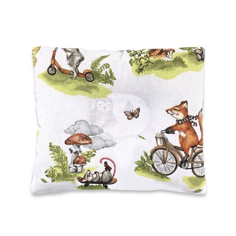 Qmini Perna pentru bebelusi Fox on bikes Natural profilata cu functie anti-soc din bumbac 23x26 cm