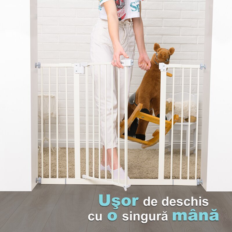Qmini Poarta siguranta Thor 74 - 109.4 cm cu inchidere automata si sistem dublu de blocare Otel