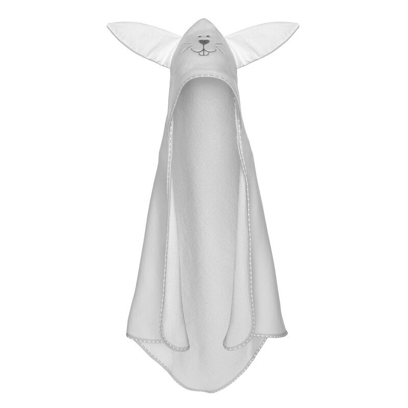Qmini Prosop cu gluga cu urechi din bumbac 80x80 cm Gray Rabbit