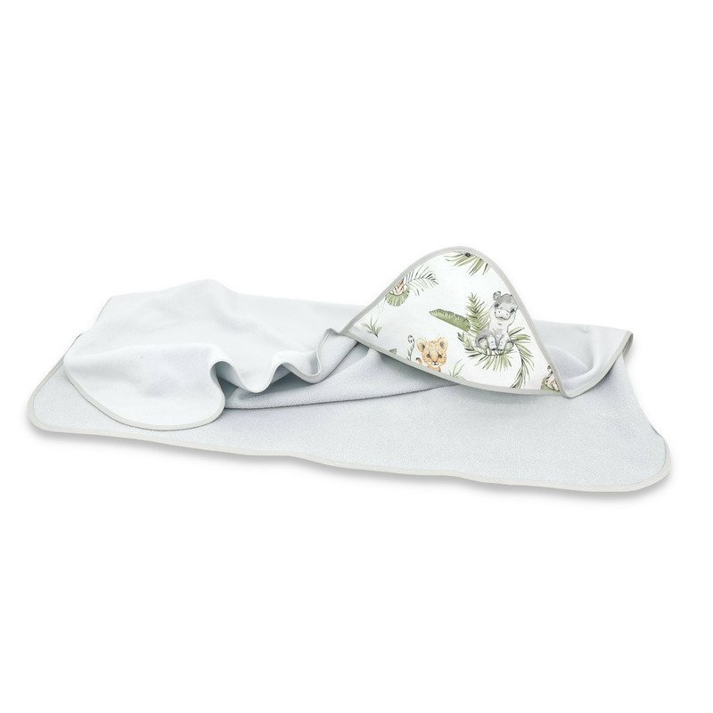 Qmini Prosop mare cu gluga 100x100 cm din bumbac si thermo fleece Safari
