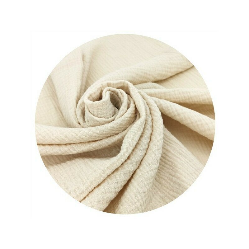 Qmini Sac de dormit Warm Beige cu fermoar de iarna din muselina dubla 70 cm