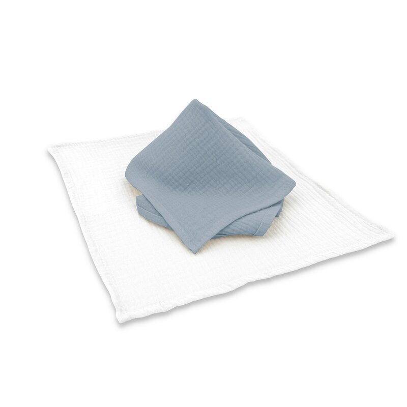 Qmini Set 2 museline Jeans si Cream multifunctionale bumbac dublu 30x30 cm