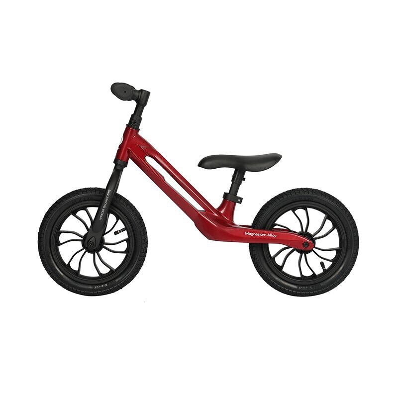 QPlay Bicicleta copii fara pedale Balance bike Racer Rosu Nou de la 3 ani pana la 30 kg cadru usor de magneziu reglabil sa comoda acoperita cu piele ecologica roti de cauciuc gonflabil