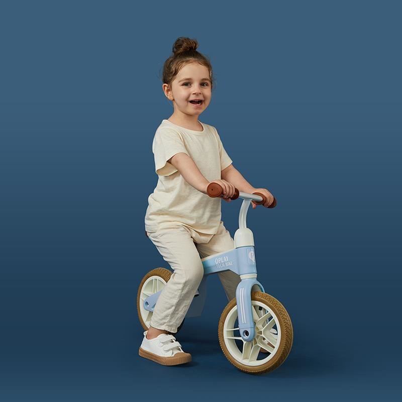 QPlay Bicicleta copii fra pedale Tech Air albastru 10 inch scaun si ghidon ajustabile de la 3 ani pana la greutate maxima suportata 30 kg roti cauciuc gonflabil