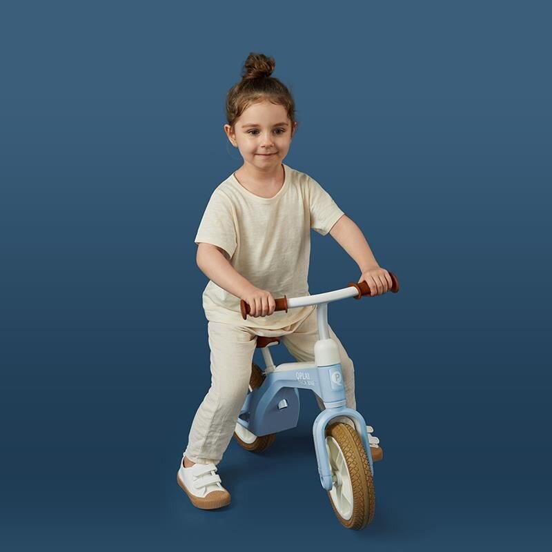 QPlay Bicicleta copii fra pedale Tech Air albastru 10 inch scaun si ghidon ajustabile de la 3 ani pana la greutate maxima suportata 30 kg roti cauciuc gonflabil