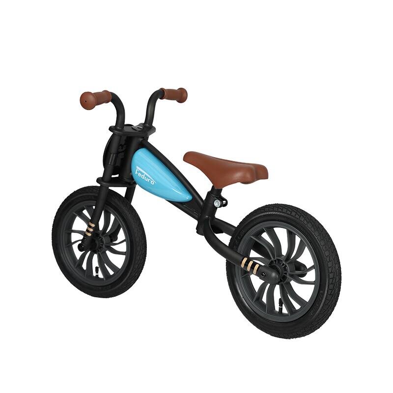 QPlay Bicicleta fara pedale Feduro Albastru Balance bike roti 12 inch gonflabile sa ajustabila din piele ecologica varsta 3-6 ani