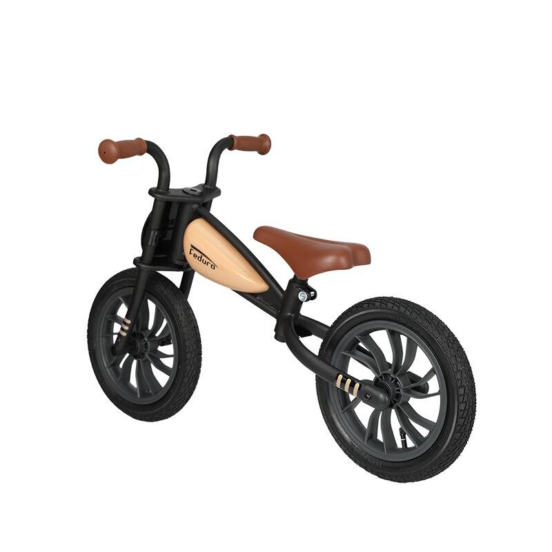 QPlay Bicicleta fara pedale Feduro Bej Balance bike roti 12 inch gonflabile sa ajustabila din piele ecologica varsta 3-6 ani