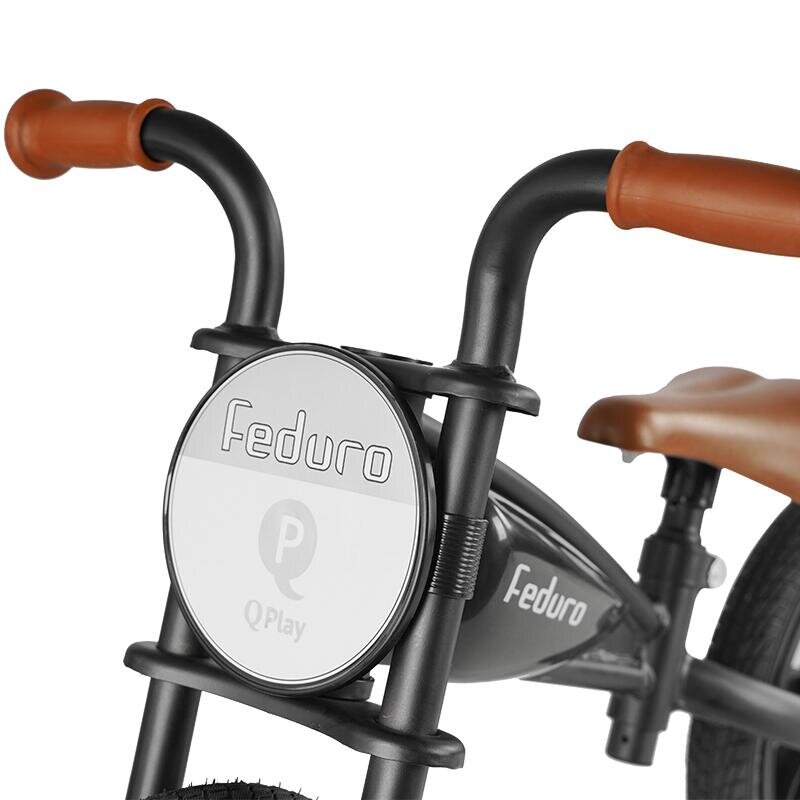 QPlay Bicicleta fara pedale Feduro Negru Balance bike roti 12 inch gonflabile sa ajustabila din piele ecologica varsta 3-6 ani