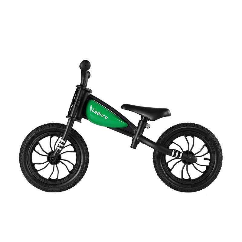QPlay Bicicleta fara pedale Feduro Verde Balance bike roti 12 inch gonflabile sa ajustabila din piele ecologica varsta 3-6 ani