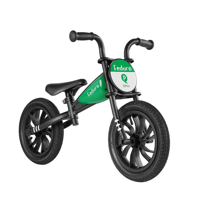 QPlay Bicicleta fara pedale Feduro Verde Balance bike roti 12 inch gonflabile sa ajustabila din piele ecologica varsta 3-6 ani