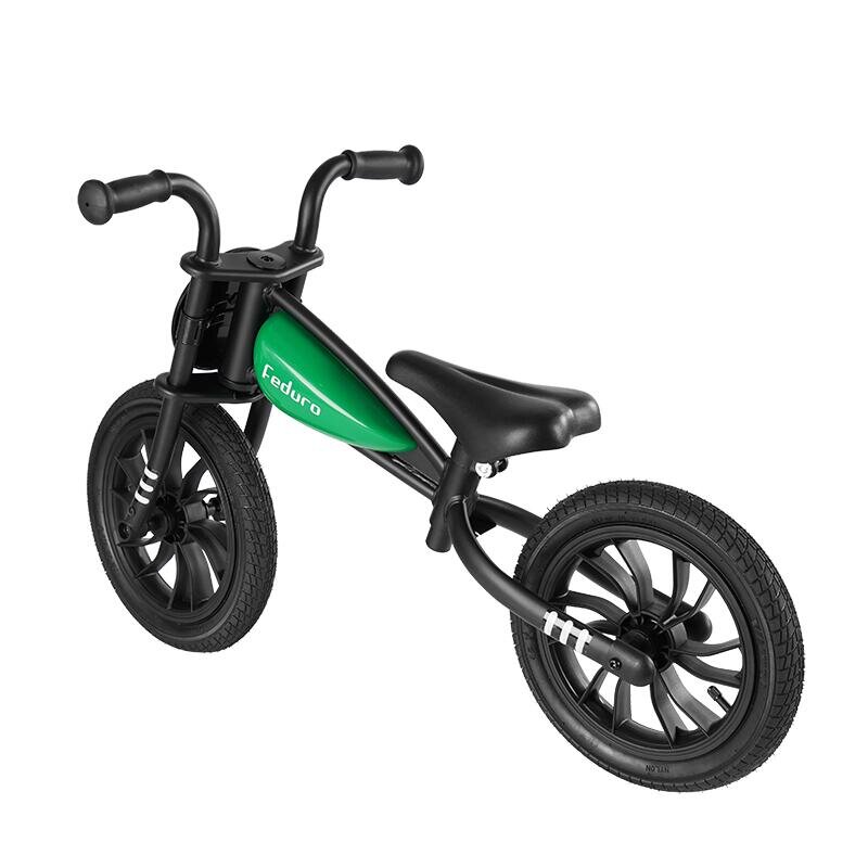 QPlay Bicicleta fara pedale Feduro Verde Balance bike roti 12 inch gonflabile sa ajustabila din piele ecologica varsta 3-6 ani