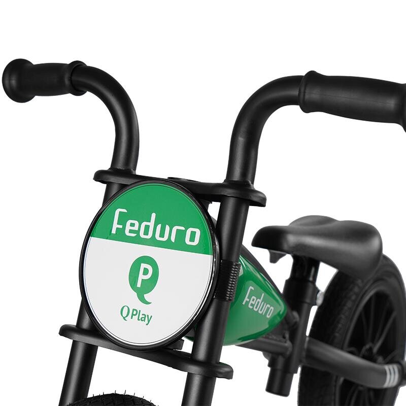 QPlay Bicicleta fara pedale Feduro Verde Balance bike roti 12 inch gonflabile sa ajustabila din piele ecologica varsta 3-6 ani