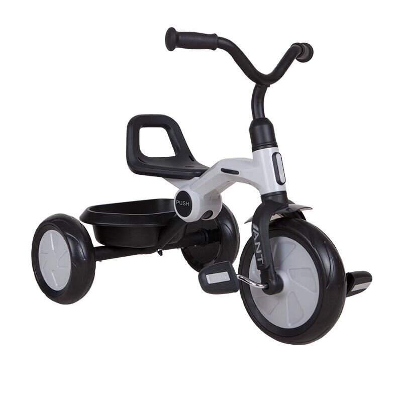 QPlay Tricicleta pentru copii Ant Gri cu pedale pliabila roti din spuma Eva cos pentru jucarii de la 2 ani pana la 25 kg