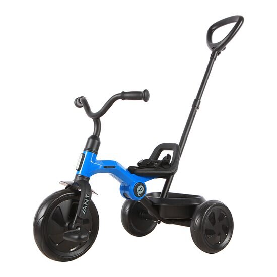 QPlay Tricicleta pentru copii Ant Plus Albastru navy cu roti din spuma EVA pliere compacta cosulet pentru jucarii de la 2 ani pana la 25 kg