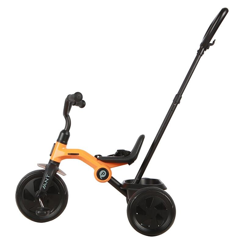 QPlay Tricicleta pentru copii Ant Plus Galben cu roti din spuma EVA pliere compacta cosulet pentru jucarii de la 2 ani pana la 25 kg