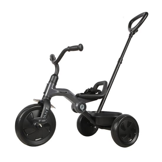 QPlay Tricicleta pentru copii Ant Plus Gri inchis cu roti din spuma EVA pliere compacta cosulet pentru jucarii de la 2 ani pana la 25 kg