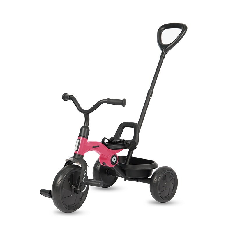 QPlay Tricicleta pentru copii Ant Plus Rose cu roti din spuma EVA pliere compacta cosulet pentru jucarii de la 2 ani pana la 25 kg