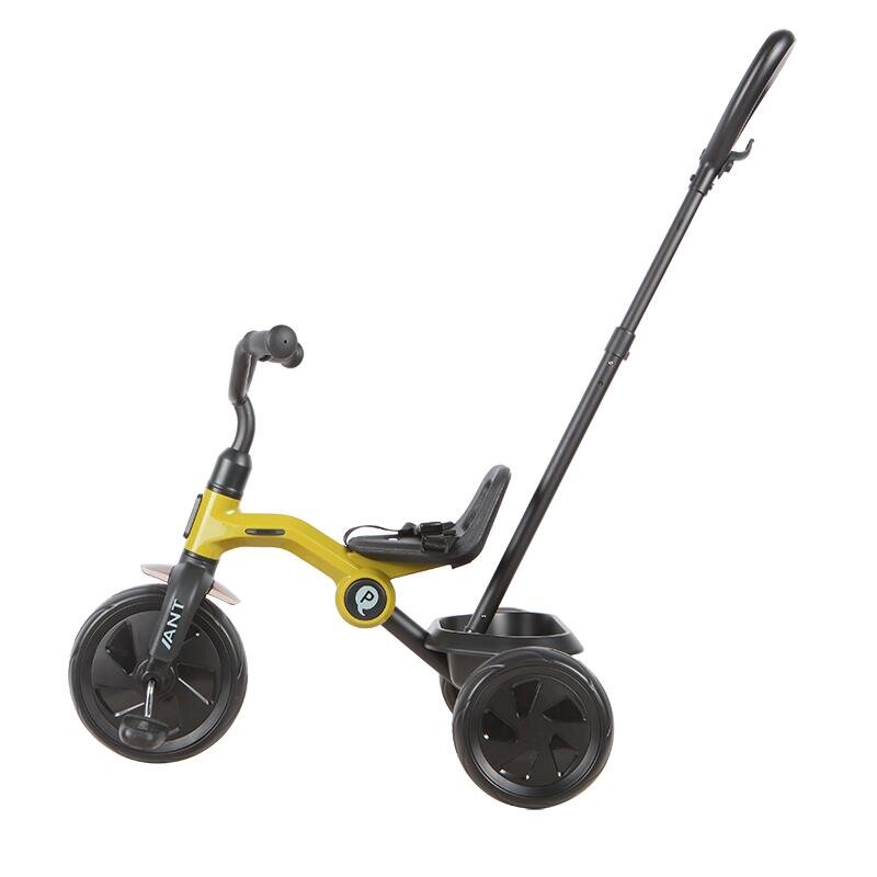 QPlay Tricicleta pentru copii Ant Plus Verde cu roti din spuma EVA pliere compacta cosulet pentru jucarii de la 2 ani pana la 25 kg
