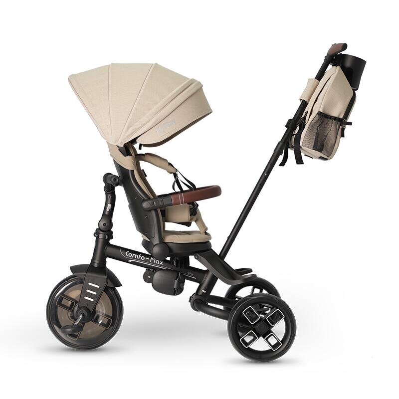 QPlay Tricicleta pentru copii Comfo Max Bej ultrapliabila scaun pivotant roti eva spatar reglabil