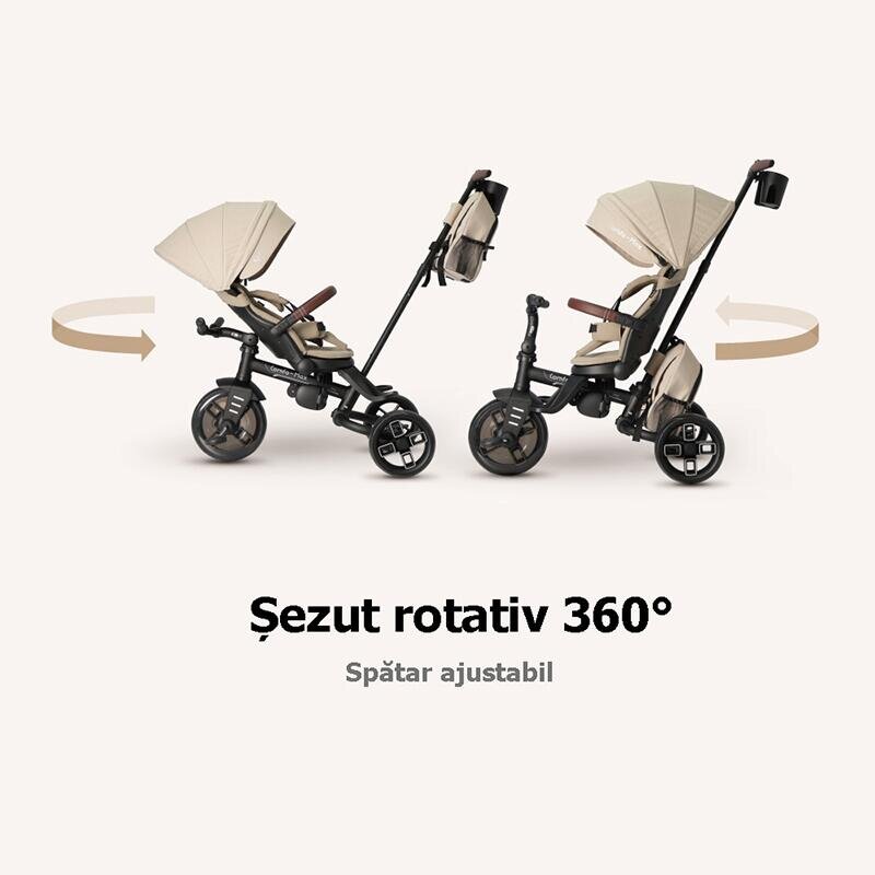 QPlay Tricicleta pentru copii Comfo Max Bej ultrapliabila scaun pivotant roti eva spatar reglabil