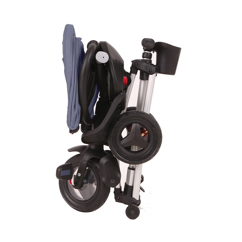 QPlay Tricicleta pentru copii Nova Albastru Inchis ultrapliabila roti Eva cadru din aluminiu scaun rotativ sistem roata si ghidon liber varsta 10 luni+