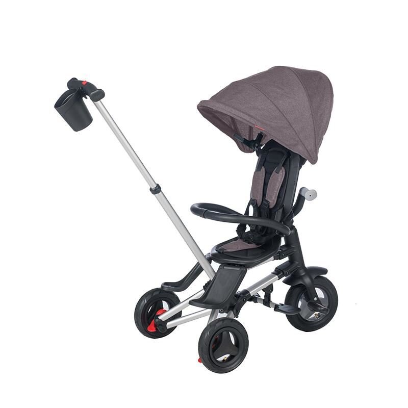 QPlay Tricicleta pentru copii Nova Negru ultrapliabila roti Eva cadru din aluminiu scaun rotativ sistem roata si ghidon liber varsta 10 luni+