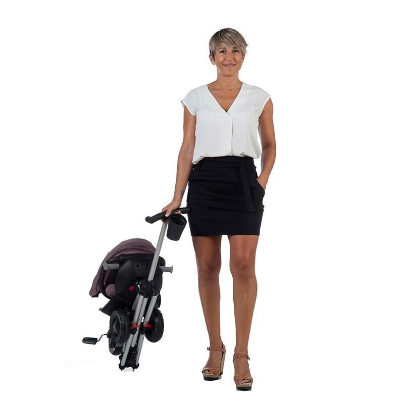 QPlay Tricicleta pentru copii Nova Negru ultrapliabila roti Eva cadru din aluminiu scaun rotativ sistem roata si ghidon liber varsta 10 luni+
