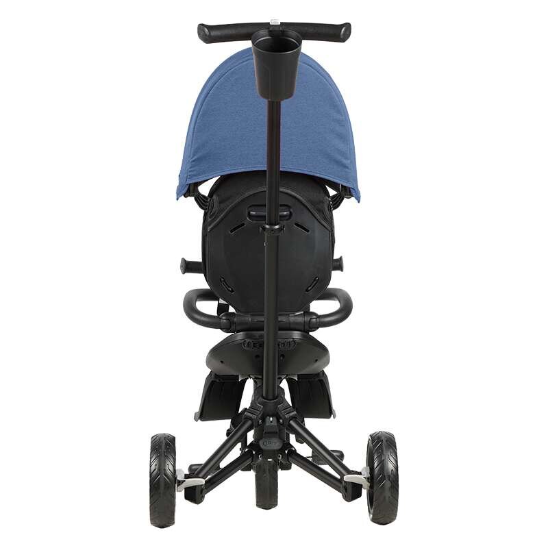 QPlay Tricicleta pentru copii Nova Niello Albastru ultrapliabila cu cadru din aluminiu sezut reversibil 360 spatar reglabil suport pentru picioare roti din cauciuc Eva de la 10 luni pana la 25 kg
