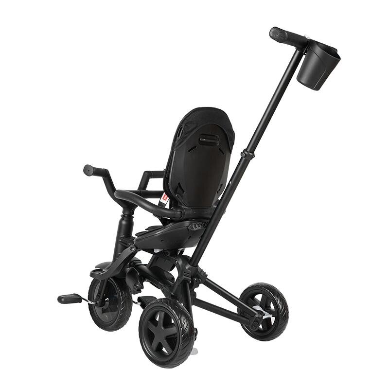 QPlay Tricicleta pentru copii Nova Niello Negru ultrapliabila cu cadru din aluminiu sezut reversibil 360 spatar reglabil suport pentru picioare roti din cauciuc Eva de la 10 luni pana la 25 kg