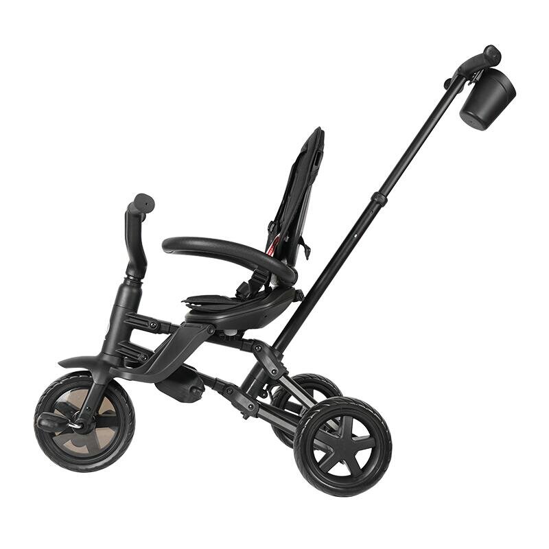 QPlay Tricicleta pentru copii Nova Niello Negru ultrapliabila cu cadru din aluminiu sezut reversibil 360 spatar reglabil suport pentru picioare roti din cauciuc Eva de la 10 luni pana la 25 kg