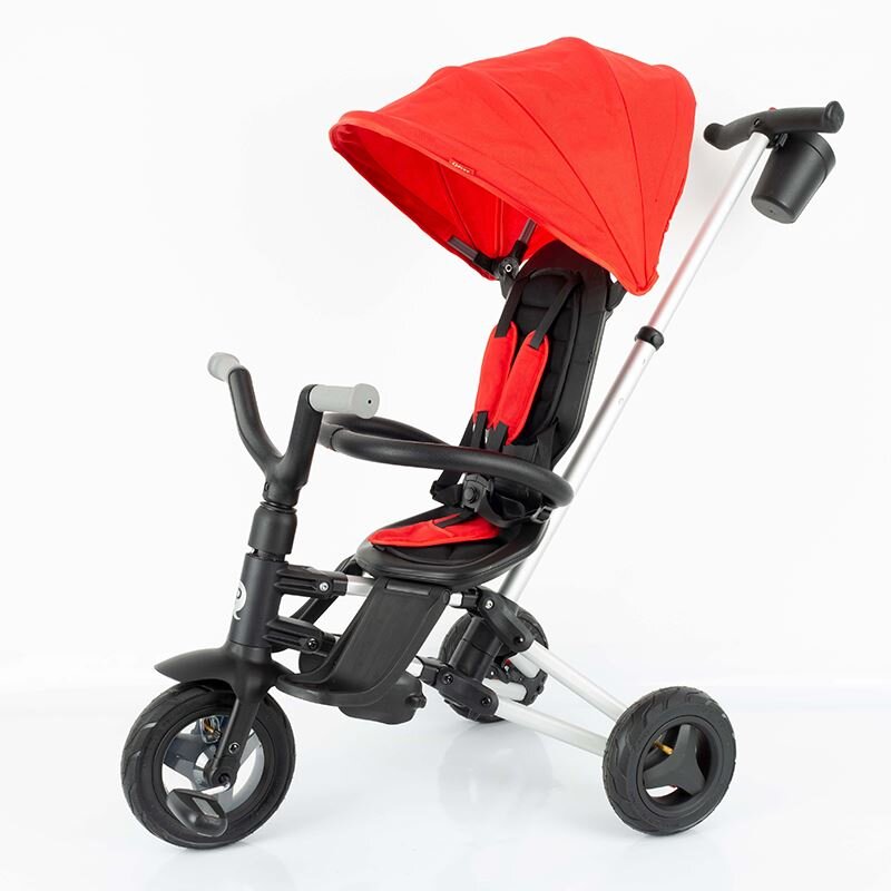 QPlay Tricicleta pentru copii Nova Rosu ultrapliabila roti Eva cadru din aluminiu scaun rotativ sistem roata si ghidon liber varsta 10 luni+