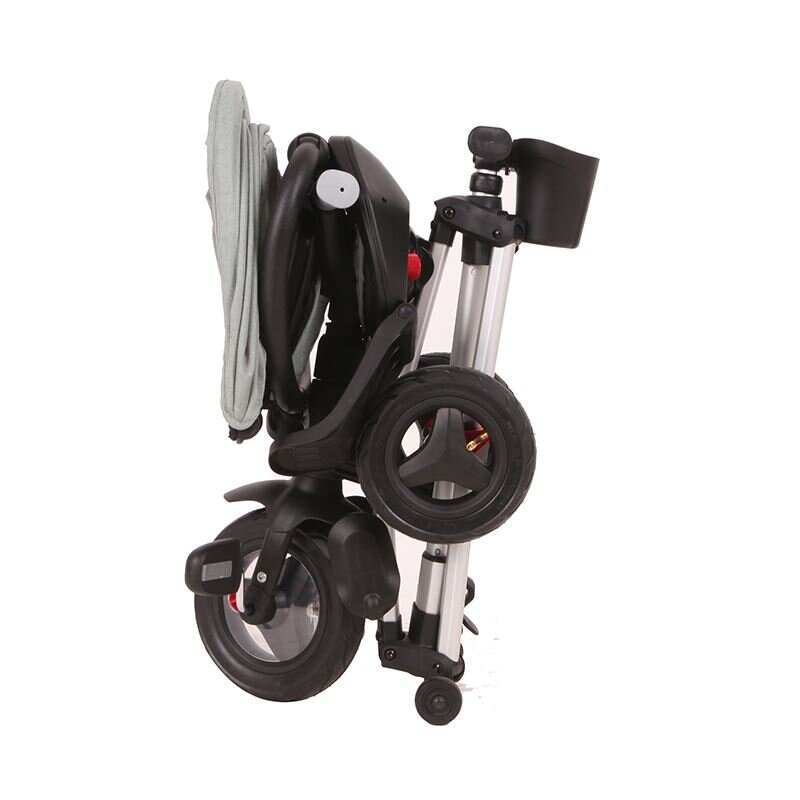 QPlay Tricicleta pentru copii Nova Rubber Gri ultrapliabila de la 10 luni greutate scazuta cadru de aluminiuscaun rotativ roti din cauciuc plin