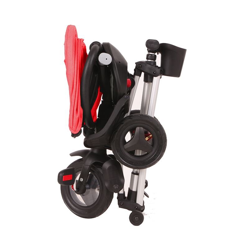 QPlay Tricicleta pentru copii Nova Rubber Rosu ultrapliabila de la 10 luni greutate scazuta cadru de aluminiuscaun rotativ roti din cauciuc plin