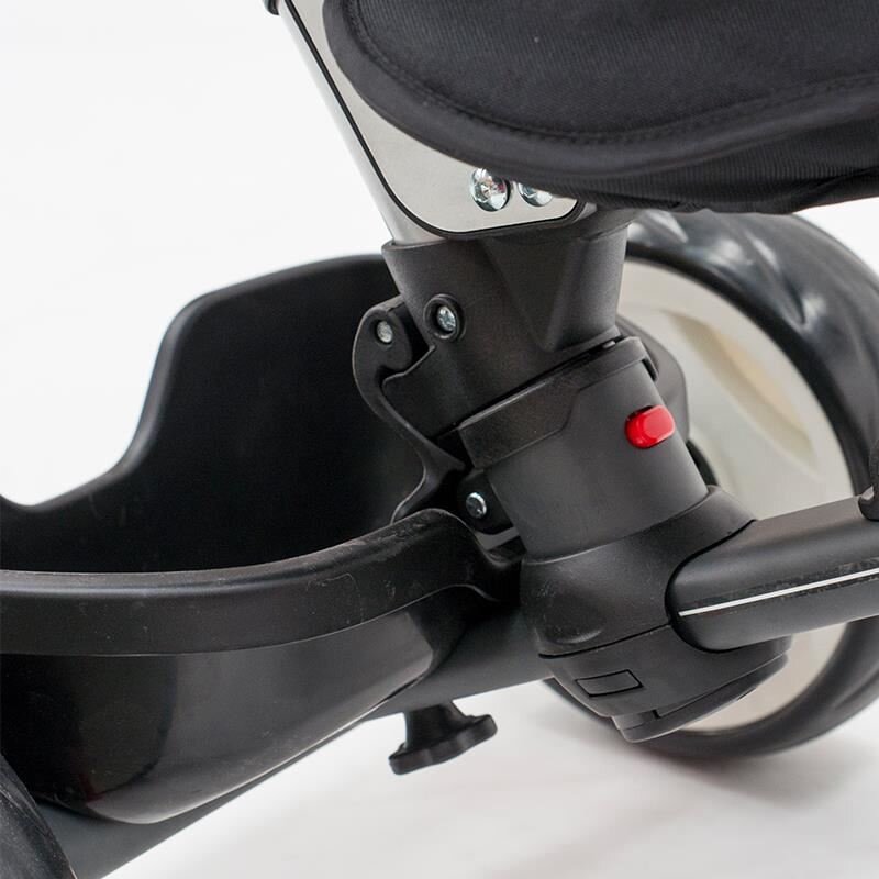 QPlay Tricicleta pentru copii Rito+ Gri pliabila cu spatar reglabil cu pozitie de somn 2 tipuri de suporti pentru picioarecopertina cu protectie UV si roti din cauciuc Eva