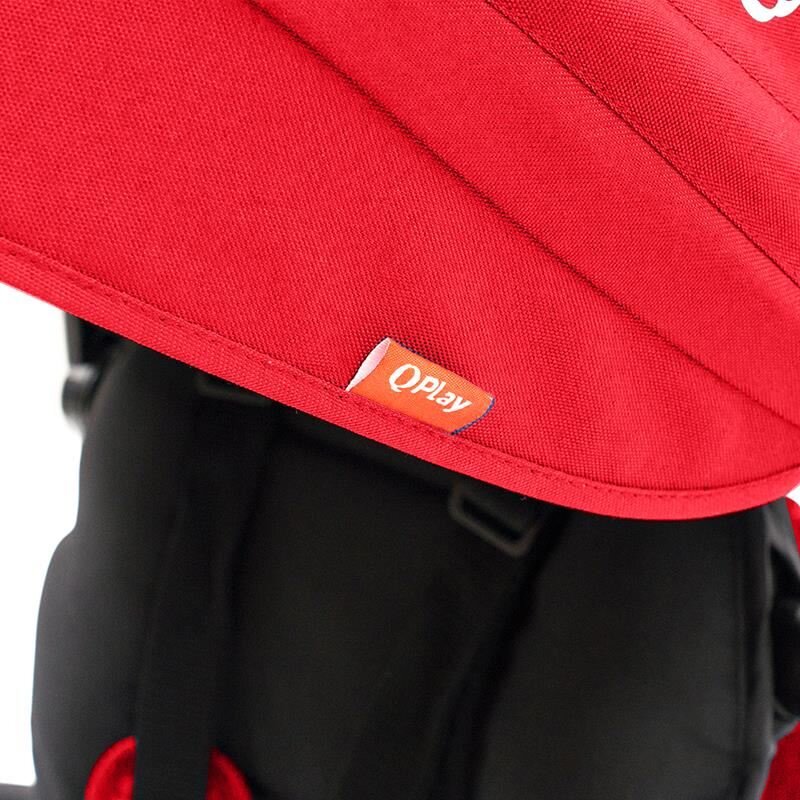 QPlay Tricicleta pentru copii Rito+ Rosu pliabila cu spatar reglabil cu pozitie de somn 2 tipuri de suporti pentru picioarecopertina cu protectie UV si roti din cauciuc Eva