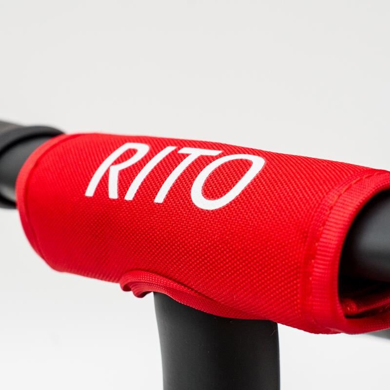 QPlay Tricicleta pentru copii Rito+ Rosu pliabila cu spatar reglabil cu pozitie de somn 2 tipuri de suporti pentru picioarecopertina cu protectie UV si roti din cauciuc Eva