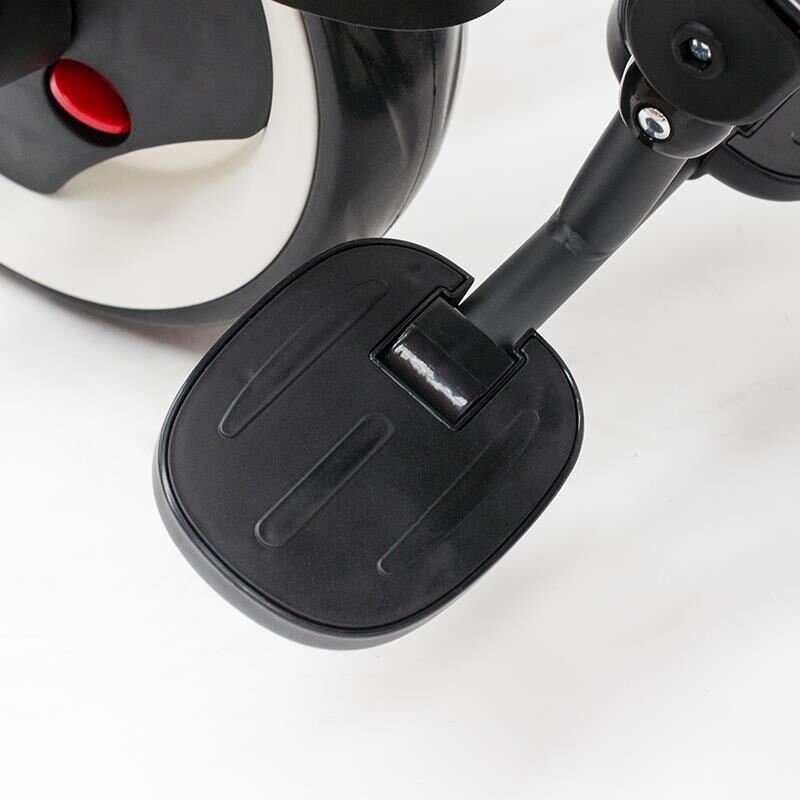 QPlay Tricicleta pentru copii Rito+ Rosu pliabila cu spatar reglabil cu pozitie de somn 2 tipuri de suporti pentru picioarecopertina cu protectie UV si roti din cauciuc Eva