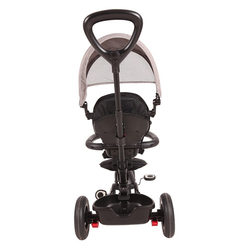 QPlay Tricicleta pentru copii Rito Rubber Gri cu roti din cauciuc pliabila maner telescopic sistem roata libera si greutate maxim suportata 25 kg