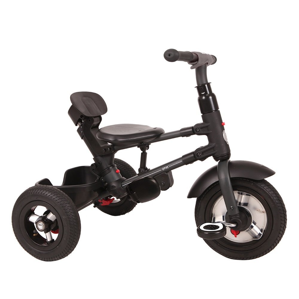 QPlay Tricicleta pentru copii Rito Rubber Gri cu roti din cauciuc pliabila maner telescopic sistem roata libera si greutate maxim suportata 25 kg