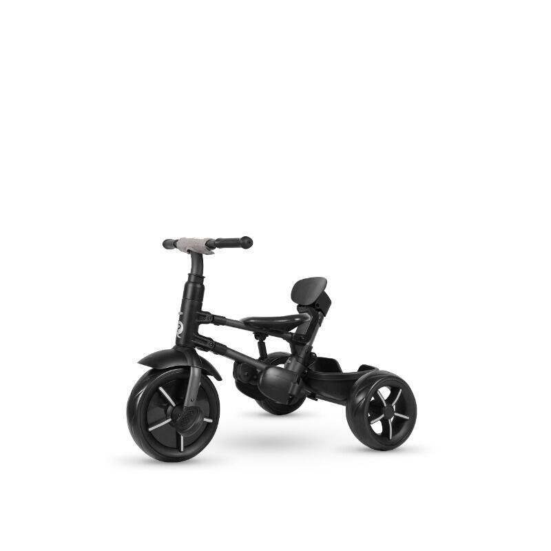 QPlay Tricicleta pentru copii Rito Star Gri pliabila cu maner cu control al directiei spatar matlasat ajustabil in 2 pozitii de la 10 luni roti din spuma Eva frana dubla si copertina XXL cu protectie UV50