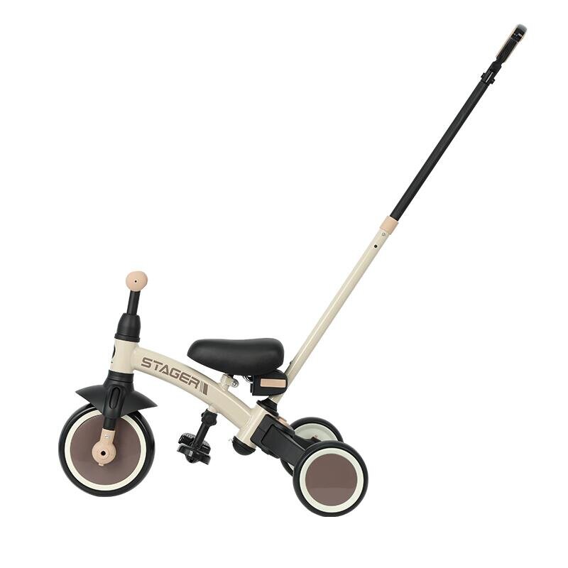 QPlay Tricicleta pentru copii Stager Maro evolutiva pliabila scaun reglabil roti Eva suport pentru picioare maner parental reglabil