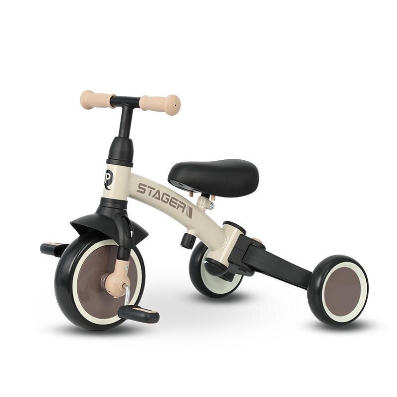 QPlay Tricicleta pentru copii Stager Maro evolutiva pliabila scaun reglabil roti Eva suport pentru picioare maner parental reglabil