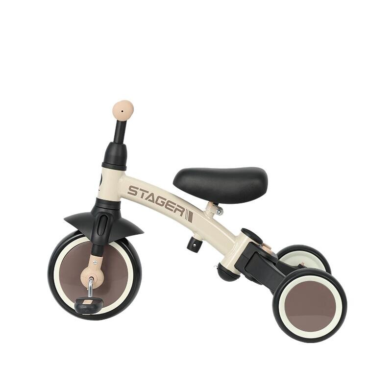 QPlay Tricicleta pentru copii Stager Maro evolutiva pliabila scaun reglabil roti Eva suport pentru picioare maner parental reglabil